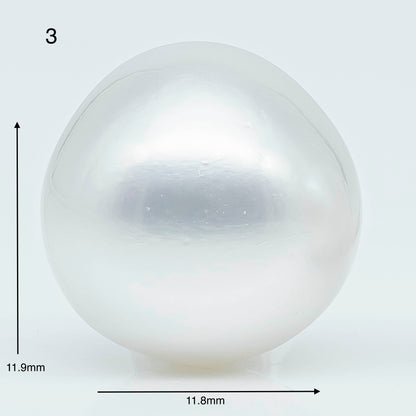 11-12mm  Near Round South Sea Pearl with Amazing Luster and Natural White Color No Blemish, Loose Single Pice Undrilled, SKU # 1965SS