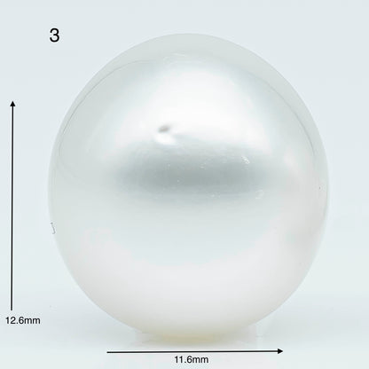 11-12mm  Near Round South Sea Pearl with Amazing Luster and Natural White Color, Loose Single Pice Undrilled, SKU # 1966SS