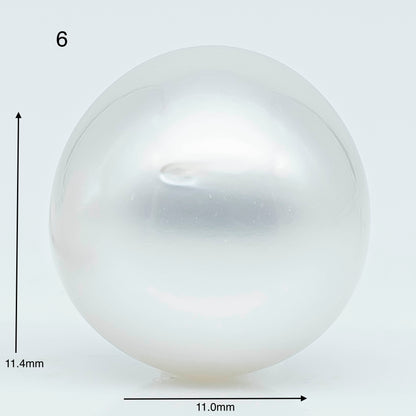 11-12mm  Near Round South Sea Pearl with Amazing Luster and Natural White Color, Loose Single Pice Undrilled, SKU # 1966SS