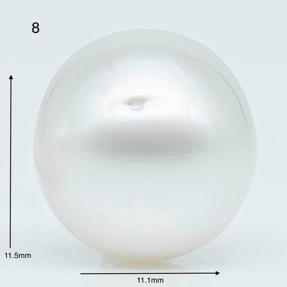 11-12mm  Near Round South Sea Pearl with Amazing Luster and Natural White Color, Loose Single Pice Undrilled, SKU # 1966SS