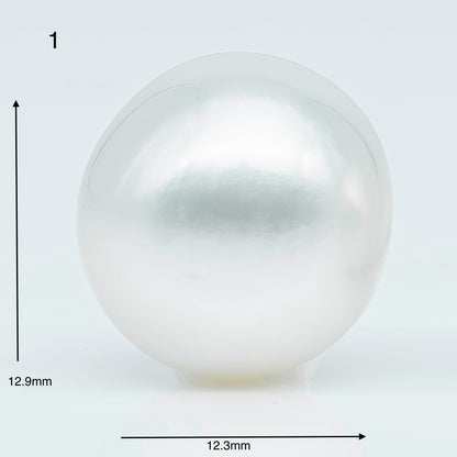 12-13mm  Near Round South Sea Pearl with Amazing Luster and Natural White Color No Blemish, Loose Single Pice Undrilled, SKU # 1967SS