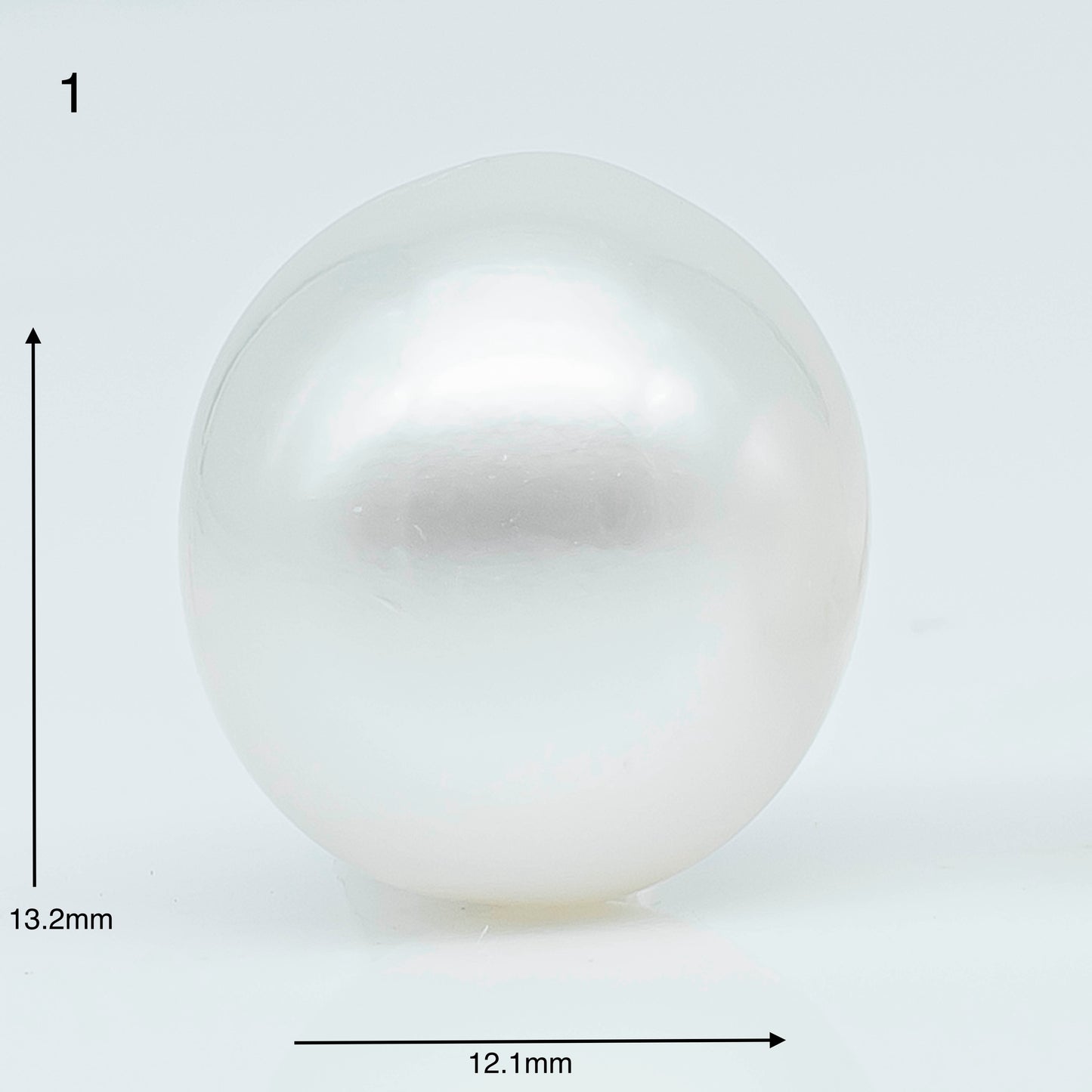 12-13mm  Near Round South Sea Pearl with Amazing Luster and Natural White Color No Blemish, Loose Single Pice Undrilled, SKU # 1968SS