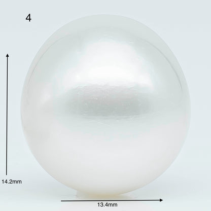 13-14mm  Near Round South Sea Pearl with Amazing Luster and Natural White Color No Blemish, Loose Single Pice Undrilled, SKU # 1962SS