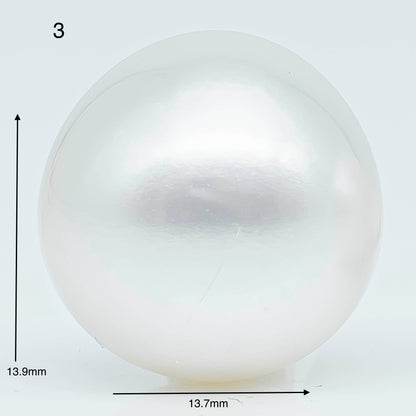 13-14mm  Near Round South Sea Pearl with Amazing Luster and Natural White Color No Blemish, Loose Single Pice Undrilled, SKU # 1962SS