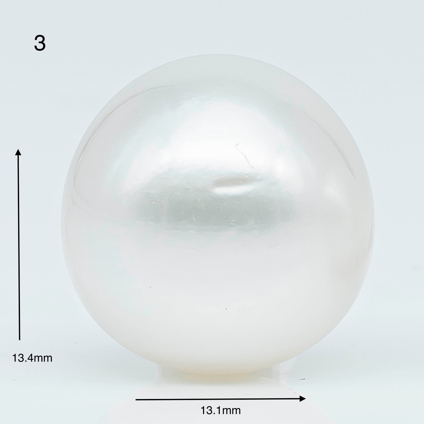 13-14mm Near Round South Sea Pearl with Amazing Luster and Natural White Color with Minor Blemish, Loose Single Pice Undrilled, SKU # 1971SS