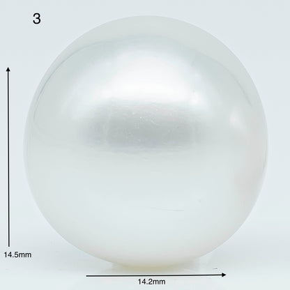 14-15mm  Near Round South Sea Pearl with Amazing Luster and Natural White Color No Blemish, Loose Single Pice Undrilled, SKU # 1955SS