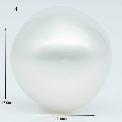 15-16mm Huge Size of South Sea Pearl Near Round in Natural White Colors and Beautiful Luster, Undrilled Single Piece, SKU # 1956SS