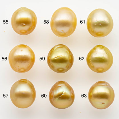 10-11mm South Sea Pearl, Gold Drop Single Piece Nondrilled with High Luster and Minor Blemishes for Jewelry Making, SKU # 1989GS