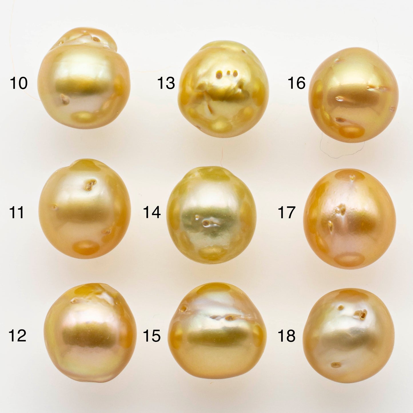 10-11mm South Sea Pearl, Gold Drop Single Piece Nondrilled with High Luster and Minor Blemishes for Jewelry Making, SKU # 1991GS