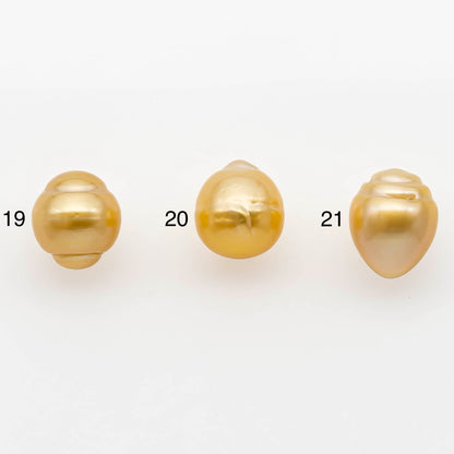 12-13mm South Sea Pearl, Gold Drop Single Piece Nondrilled with High Luster and Minor Blemishes for Jewelry Making, SKU # 2302GS