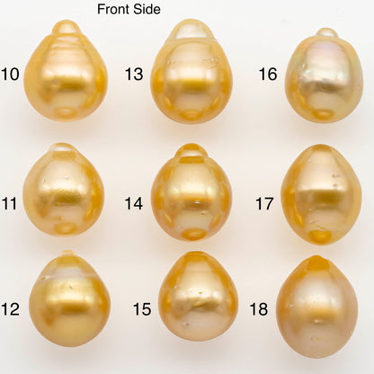 13-14mm South Sea Pearl, Gold Drop Single Piece Nondrilled with High Luster and Minor Blemishes for Jewelry Making, SKU # 2304GS