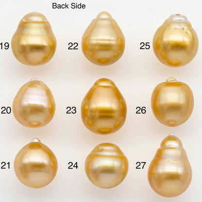 13-14mm South Sea Pearl, Gold Drop Single Piece Nondrilled with High Luster and Minor Blemishes for Jewelry Making, SKU # 2304GS