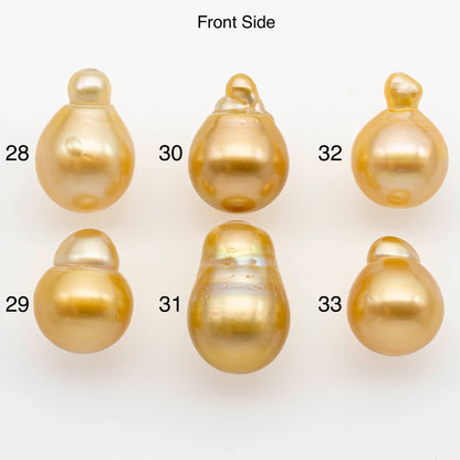 13-14mm South Sea Pearl, Gold Drop Single Piece Nondrilled with High Luster and Minor Blemishes for Jewelry Making, SKU # 2304GS