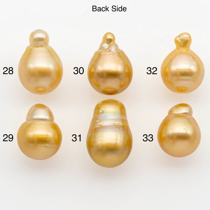 13-14mm South Sea Pearl, Gold Drop Single Piece Nondrilled with High Luster and Minor Blemishes for Jewelry Making, SKU # 2304GS
