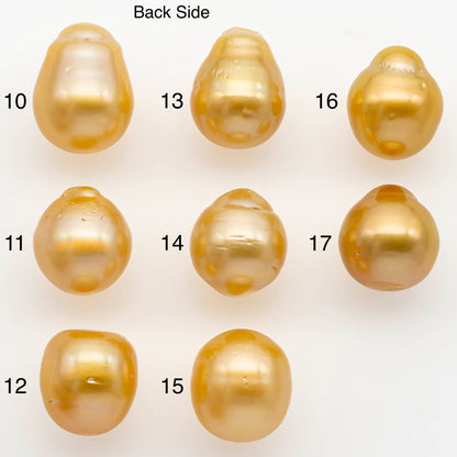 13-14mm South Sea Pearl, Gold Drop Single Piece Nondrilled with High Luster and Minor Blemishes for Jewelry Making, SKU # 2305GS