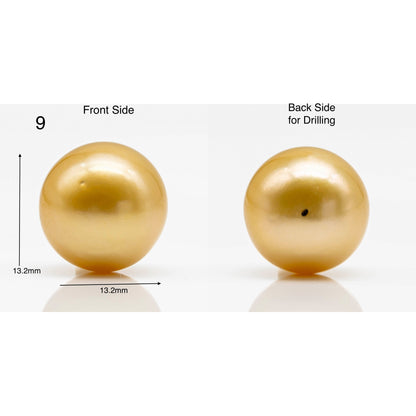 13-14mm Round Gold South Sea Pearl in Single Piece Undrilled, All Natural Color with High Luster for Jewelry Making, SKU # 1904GS