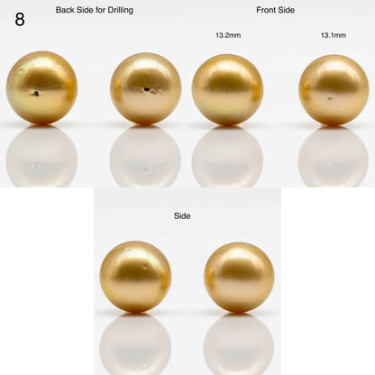 10-14mm Gold South Sea Pearl in Pair Undrilled, All Natural Color with High Luster for Jewelry Making, SKU # 1908GS