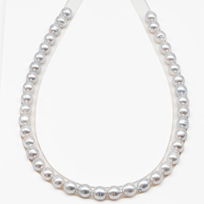 9-10mm White South Sea Pearl with Minor Blemishes, Natural Color Pearls for Jewelry Making, Full Strand (No Hole), SKU # 3359WS
