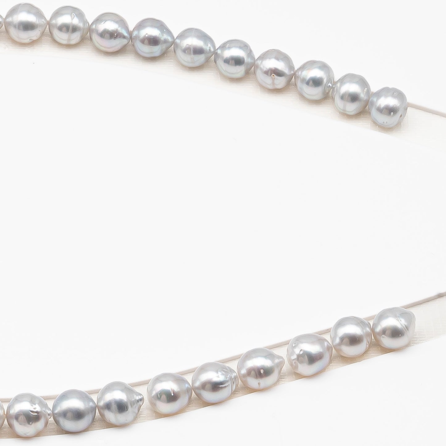9-10mm White South Sea Pearl with Minor Blemishes, Natural Color Pearls for Jewelry Making, Full Strand (No Hole), SKU # 3359WS