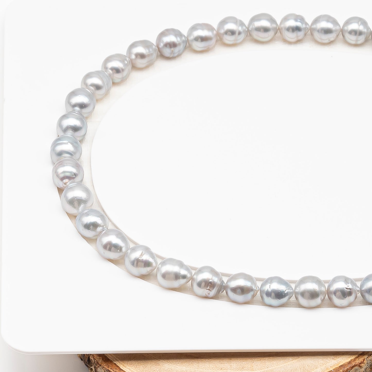 9-10mm White South Sea Pearl with Minor Blemishes, Natural Color Pearls for Jewelry Making, Full Strand (No Hole), SKU # 3359WS