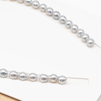 9-10mm White South Sea Pearl with Minor Blemishes, Natural Color Pearls for Jewelry Making, Full Strand (No Hole), SKU # 3359WS
