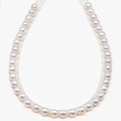 9-10mm White South Sea Pearl with Minor Blemishes, Natural Color Pearls for Jewelry Making, Full Strand (No Hole), SKU # 3360WS