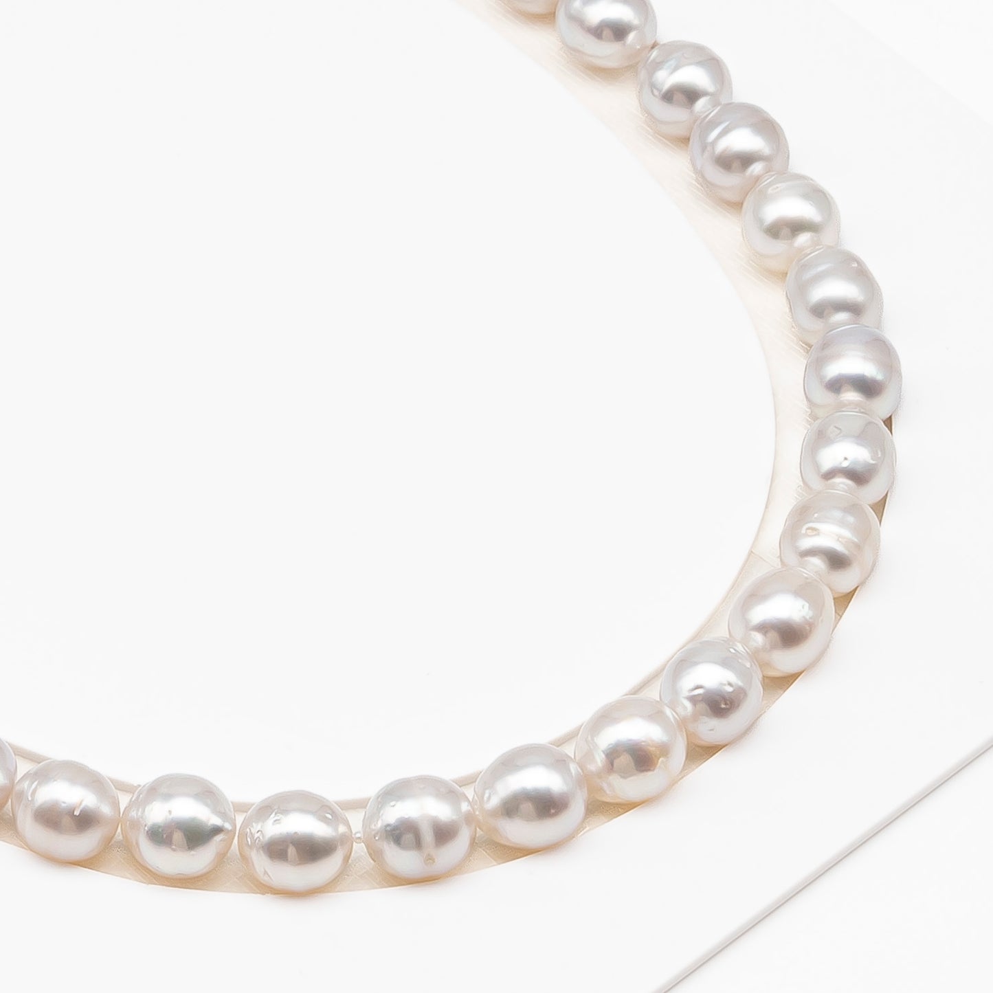 9-10mm White South Sea Pearl with Minor Blemishes, Natural Color Pearls for Jewelry Making, Full Strand (No Hole), SKU # 3360WS