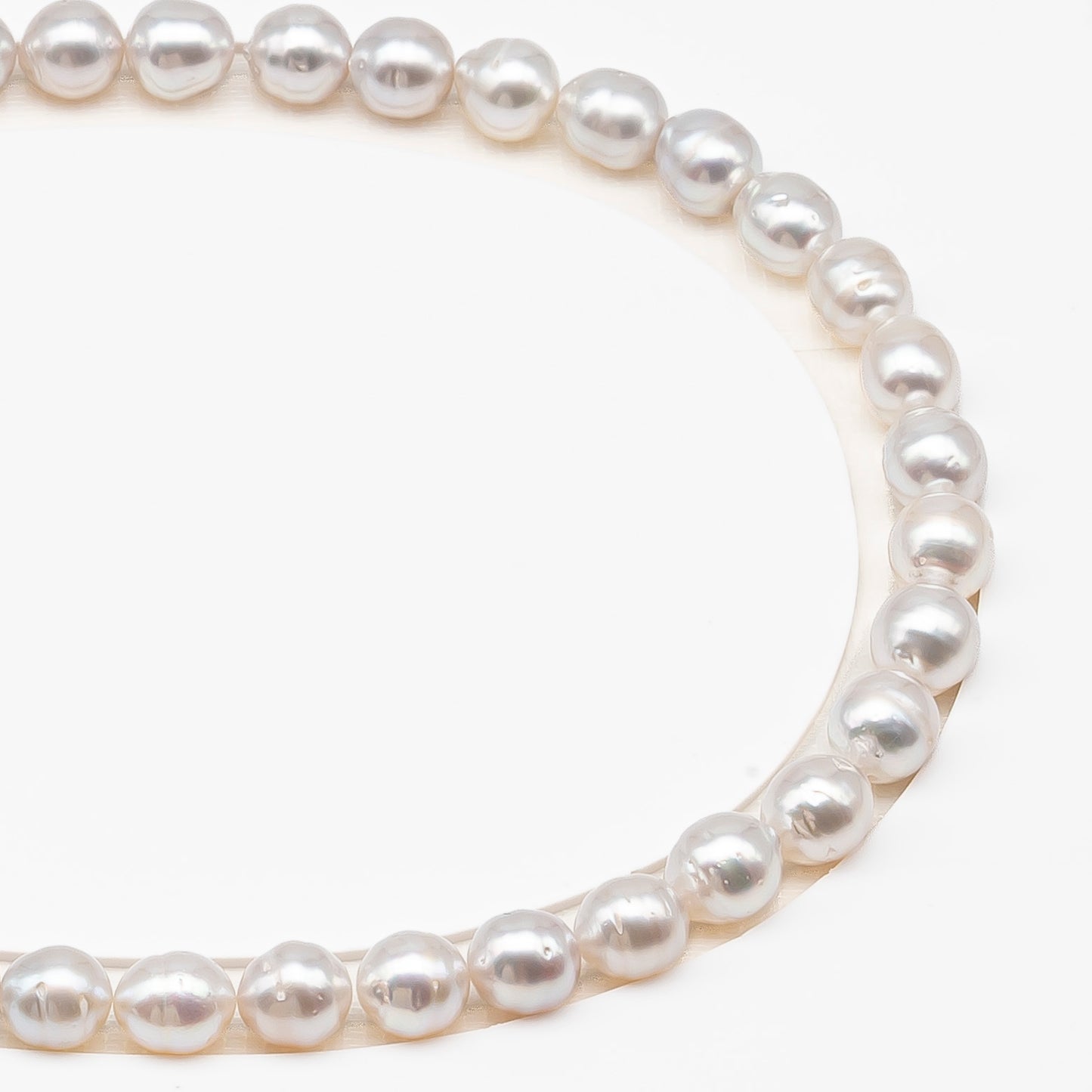 9-10mm White South Sea Pearl with Minor Blemishes, Natural Color Pearls for Jewelry Making, Full Strand (No Hole), SKU # 3360WS