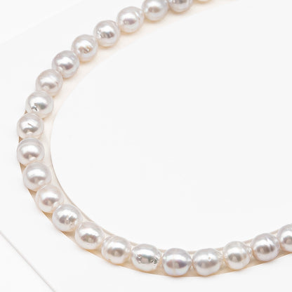 9-10mm White South Sea Pearl with Minor Blemishes, Natural Color Pearls for Jewelry Making, Full Strand (No Hole), SKU # 3360WS