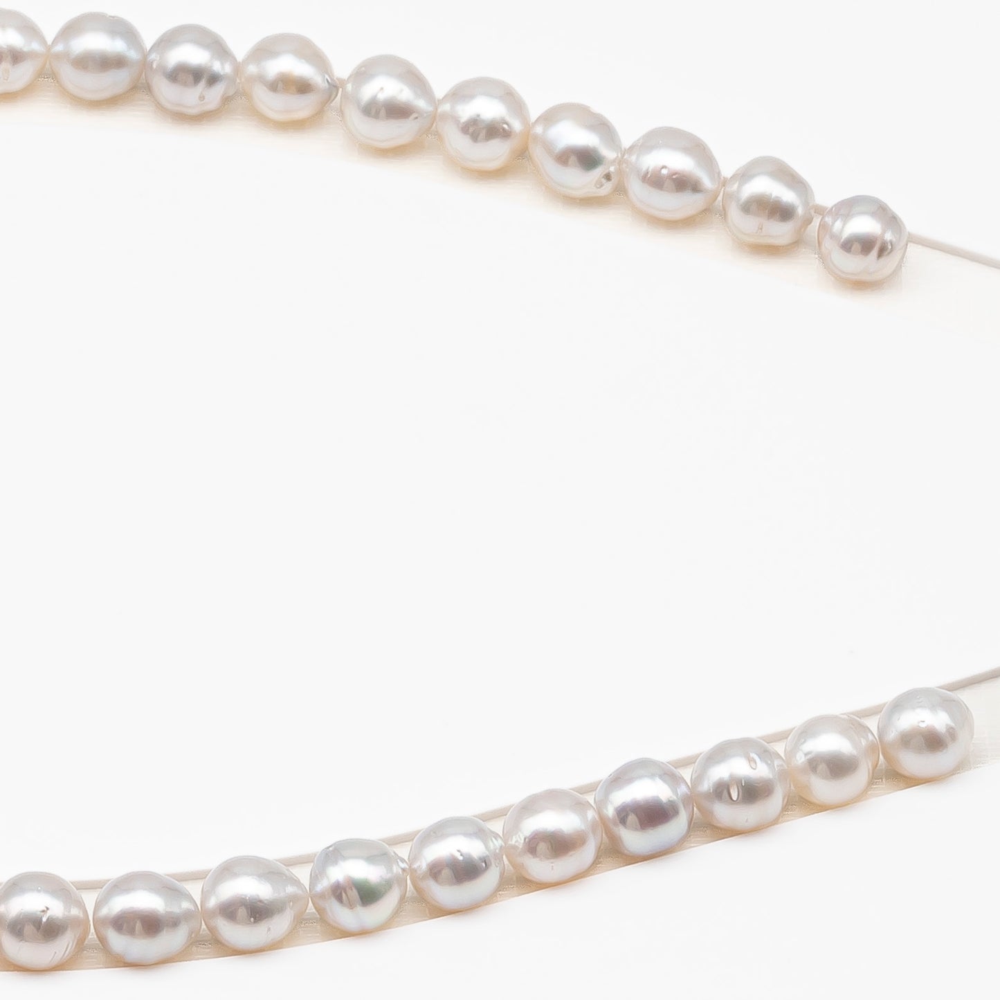 9-10mm White South Sea Pearl with Minor Blemishes, Natural Color Pearls for Jewelry Making, Full Strand (No Hole), SKU # 3360WS