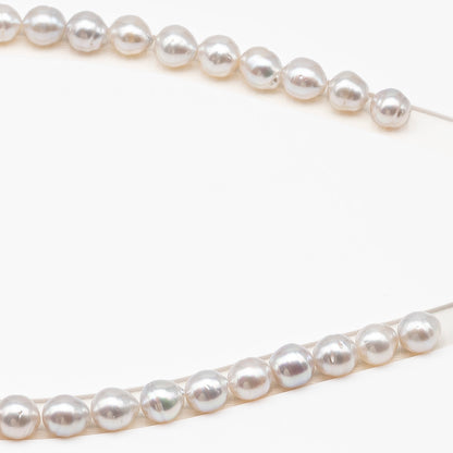 9-10mm White South Sea Pearl with Minor Blemishes, Natural Color Pearls for Jewelry Making, Full Strand (No Hole), SKU # 3360WS