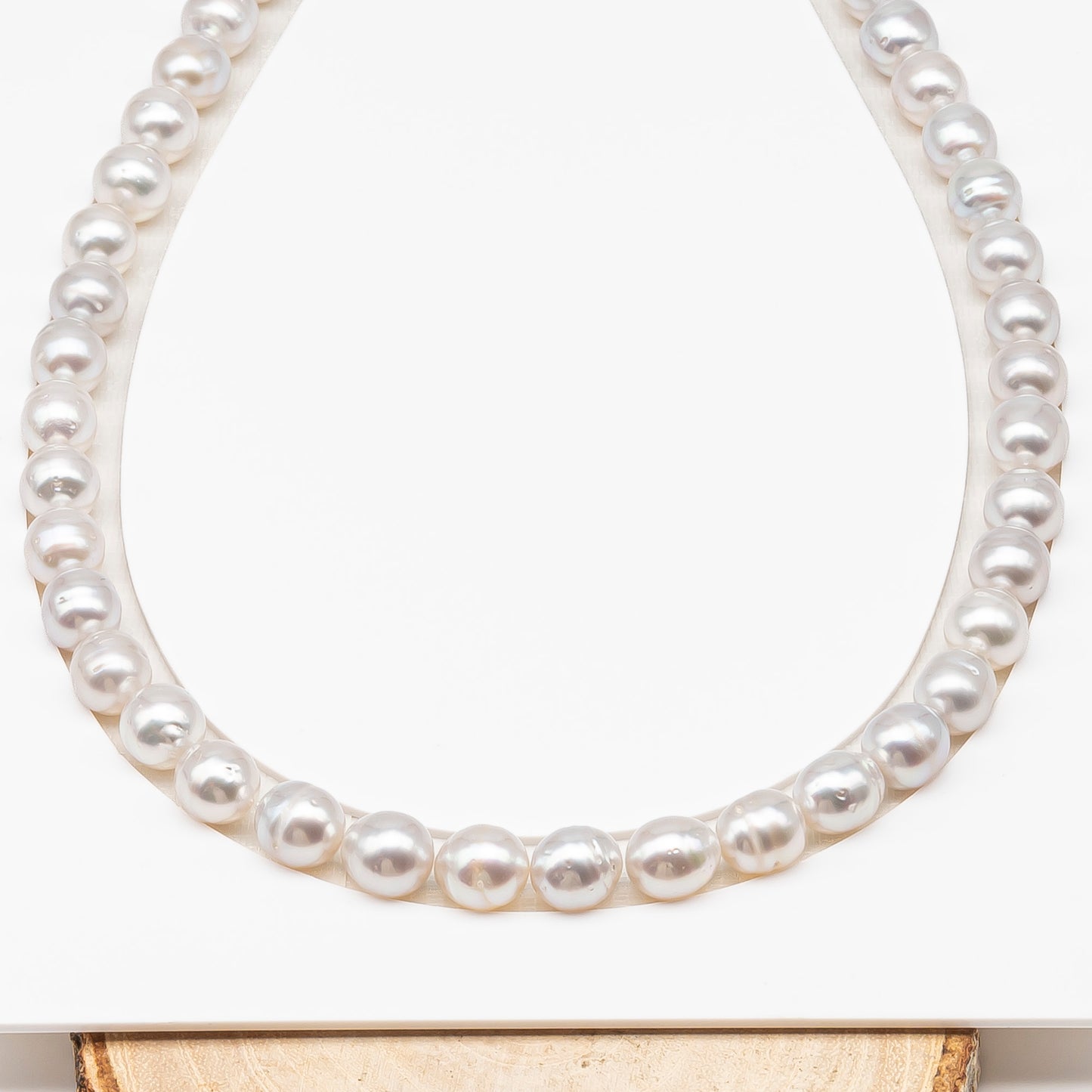 9-10mm White South Sea Pearl with Minor Blemishes, Natural Color Pearls for Jewelry Making, Full Strand (No Hole), SKU # 3360WS