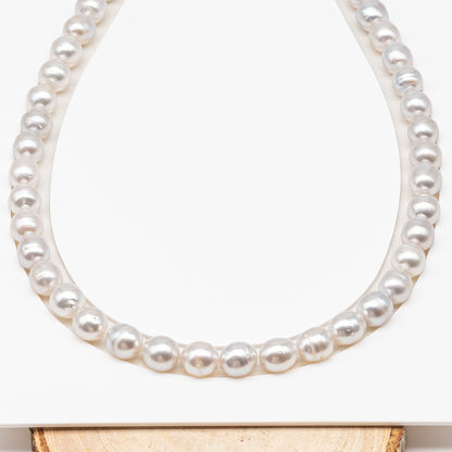 9-10mm White South Sea Pearl with Minor Blemishes, Natural Color Pearls for Jewelry Making, Full Strand (No Hole), SKU # 3360WS