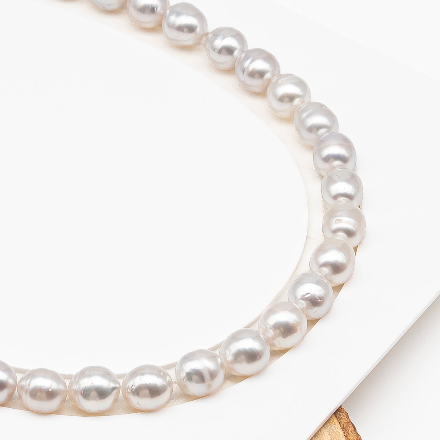 9-10mm White South Sea Pearl with Minor Blemishes, Natural Color Pearls for Jewelry Making, Full Strand (No Hole), SKU # 3360WS