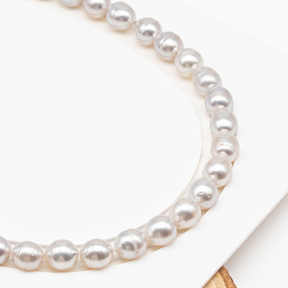 9-10mm White South Sea Pearl with Minor Blemishes, Natural Color Pearls for Jewelry Making, Full Strand (No Hole), SKU # 3360WS