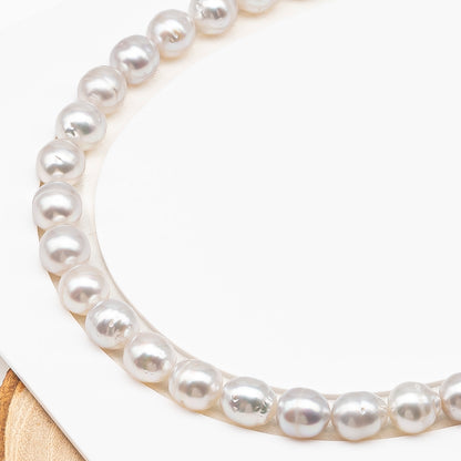 9-10mm White South Sea Pearl with Minor Blemishes, Natural Color Pearls for Jewelry Making, Full Strand (No Hole), SKU # 3360WS