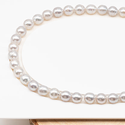9-10mm White South Sea Pearl with Minor Blemishes, Natural Color Pearls for Jewelry Making, Full Strand (No Hole), SKU # 3360WS