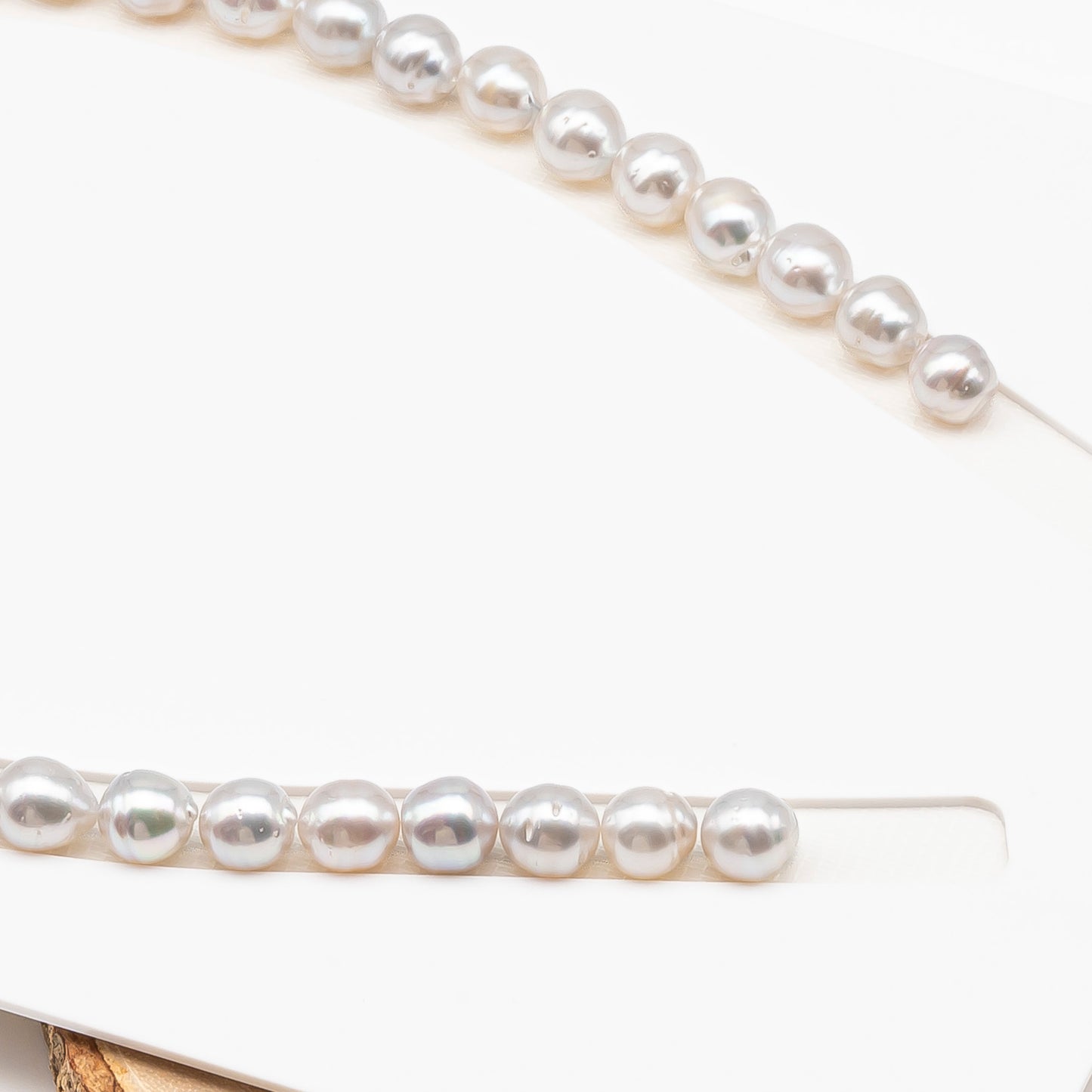 9-10mm White South Sea Pearl with Minor Blemishes, Natural Color Pearls for Jewelry Making, Full Strand (No Hole), SKU # 3360WS