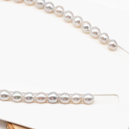 9-10mm White South Sea Pearl with Minor Blemishes, Natural Color Pearls for Jewelry Making, Full Strand (No Hole), SKU # 3360WS