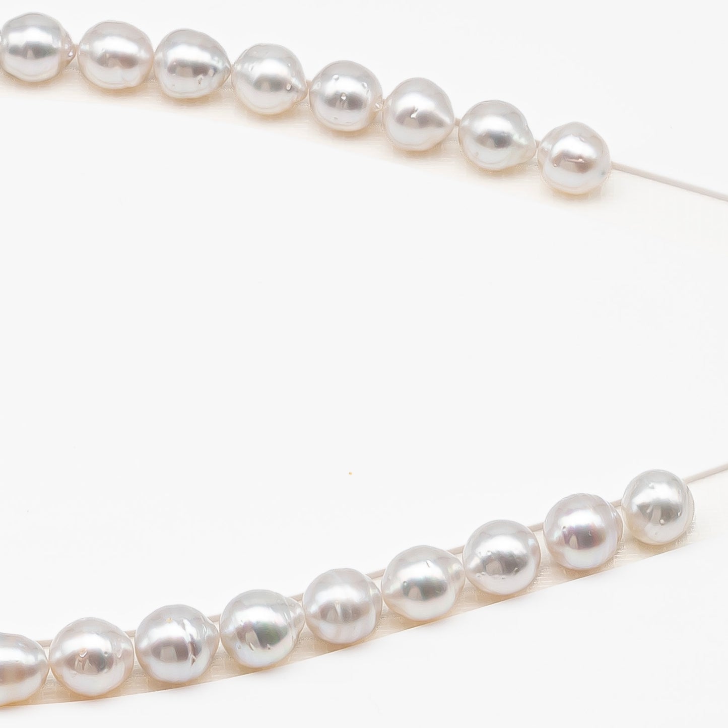 10-11mm White South Sea Pearl with Minor Blemishes, Natural Color Pearls for Jewelry Making, Full Strand (No Hole), SKU # 3362WS