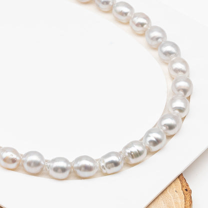 10-11mm White South Sea Pearl with Minor Blemishes, Natural Color Pearls for Jewelry Making, Full Strand (No Hole), SKU # 3362WS