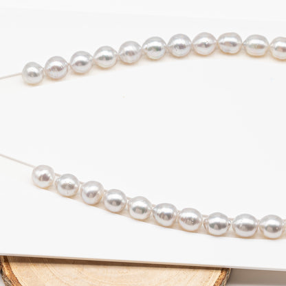 10-11mm White South Sea Pearl with Minor Blemishes, Natural Color Pearls for Jewelry Making, Full Strand (No Hole), SKU # 3362WS