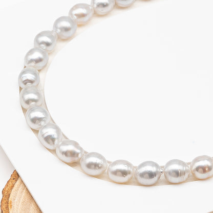 10-11mm White South Sea Pearl with Minor Blemishes, Natural Color Pearls for Jewelry Making, Full Strand (No Hole), SKU # 3362WS