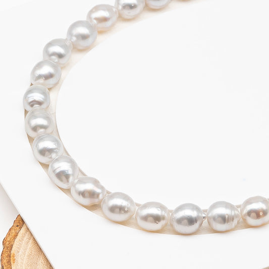 10-11mm White South Sea Pearl with Minor Blemishes, Natural Color Pearls for Jewelry Making, Full Strand (No Hole), SKU # 3362WS