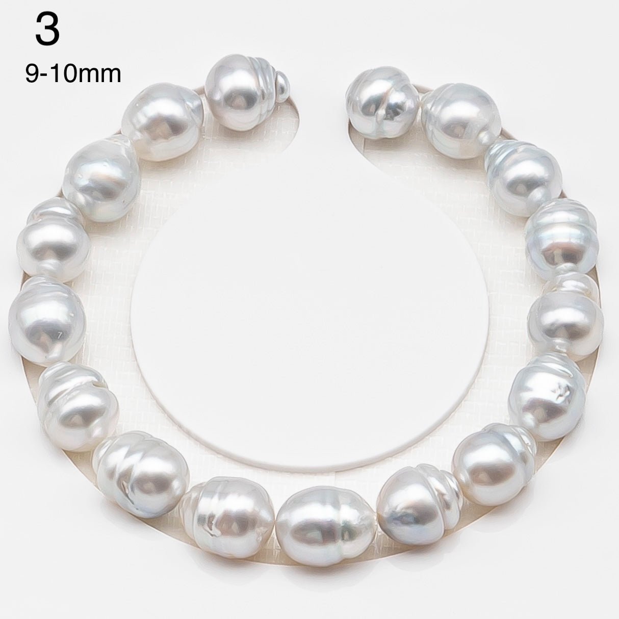 9-10 or 10-11mm 7-8 Inch White South Sea Pea9 or 10mm 7-8 Inch White South Sea Pearl Short Strand (No Hole) with Minor Blemishes, Natural Color Pearls for Jewelry Making, SKU # 3363WS