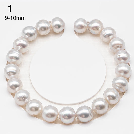 9-10 or 10-11mm 7-8 Inch White South Sea Pea9 or 10mm 7-8 Inch White South Sea Pearl Short Strand (No Hole) with Minor Blemishes, Natural Color Pearls for Jewelry Making, SKU # 3363WS