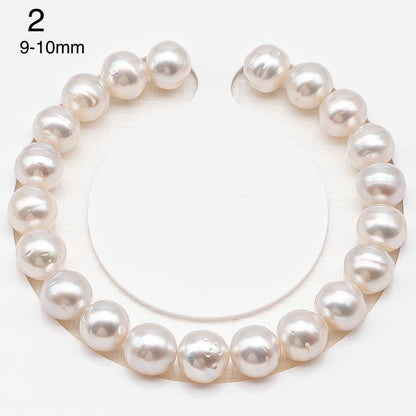 9-10 or 10-11mm 7-8 Inch White South Sea Pea9 or 10mm 7-8 Inch White South Sea Pearl Short Strand (No Hole) with Minor Blemishes, Natural Color Pearls for Jewelry Making, SKU # 3363WS