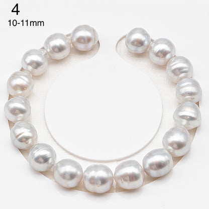 9-10 or 10-11mm 7-8 Inch White South Sea Pea9 or 10mm 7-8 Inch White South Sea Pearl Short Strand (No Hole) with Minor Blemishes, Natural Color Pearls for Jewelry Making, SKU # 3363WS