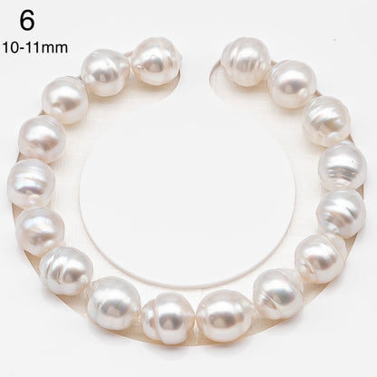 9-10 or 10-11mm 7-8 Inch White South Sea Pea9 or 10mm 7-8 Inch White South Sea Pearl Short Strand (No Hole) with Minor Blemishes, Natural Color Pearls for Jewelry Making, SKU # 3363WS
