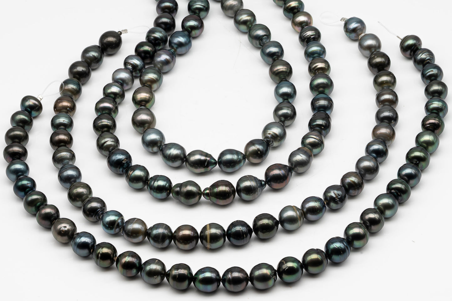 12-13mm Tahitian Pearl Full Strand with Minor Blemishes, Natural Colors, SKU # 3365TH